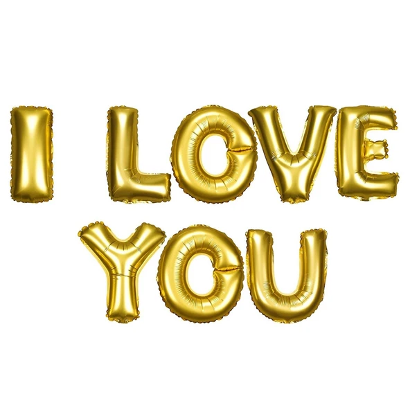 Parti Balon I Love You Folyo Balon Altın Renk 35 CM ürün görseli 1