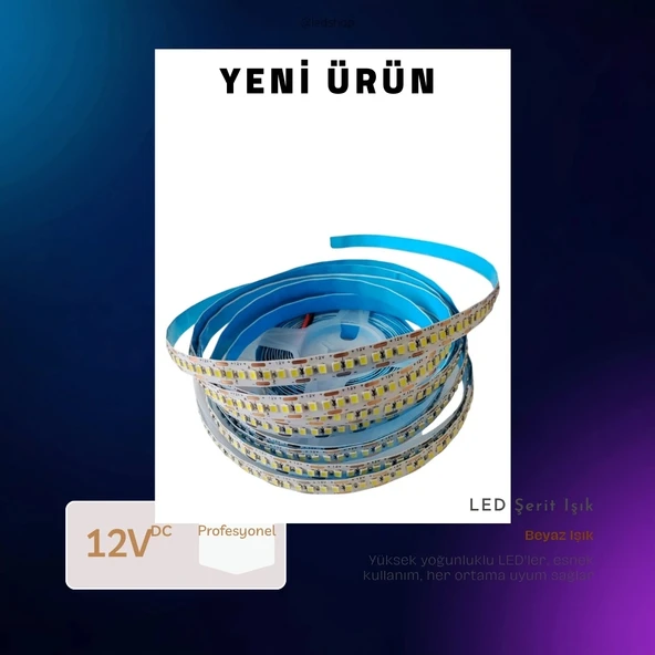 SCHUAR 12v Dc BEYAZ 16w/240 Led Extra Parlak İç Mekan Şerit Led IP20 12 Volt 1mt ürün görseli 1