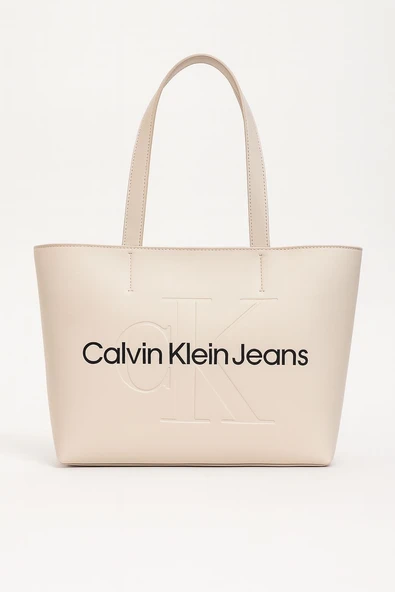 CALVİN KLEİN SHOPPER KREM ÇANTA ürün görseli 1