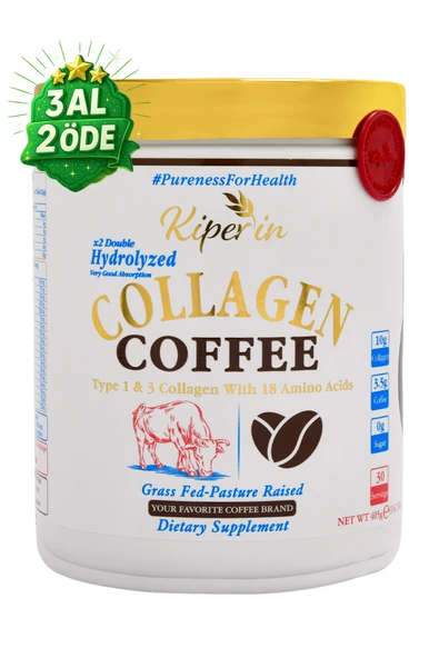 Kiperin Coffee Collagen | Kahveli Çift Hidrolize %100 Saf ve Doğal Toz Kolajen Peptitler | 30 Günlük ürün görseli 1
