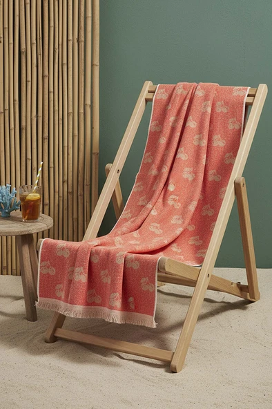 Mercan & Turuncu Cherry %100 Pamuklu Plaj Havlusu 70x140 cm ürün görseli 1