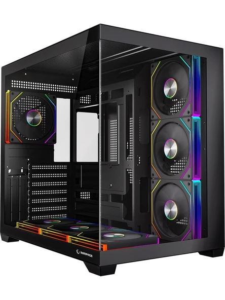 Rampage Ares V2 Gaming PC Kasası 7x120mm ARGB Fanlı Temperli Cam ATX Mid Tower Oyuncu Kasası 360mm Sıvı Soğutma ürün görseli 1