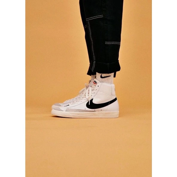 Nike Blazer Mid 77 White Black - Resim 2