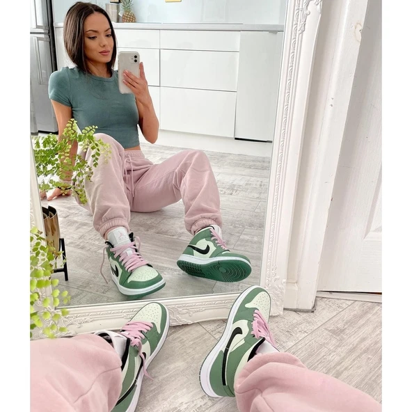 Nike Air Jordan 1 Mid Dutch Green - Resim 2