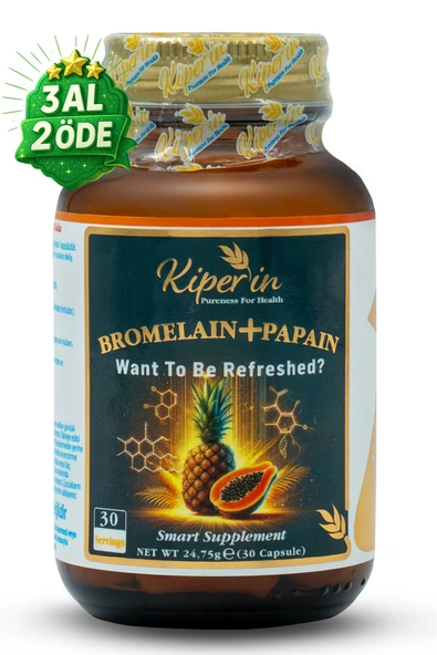 Bromelain(2500 Gdu) & Papain - Doğal Proteolitik Enzim (30Kapsül & 700mg) | Akıllı Gıda Takviyesi ürün görseli 1