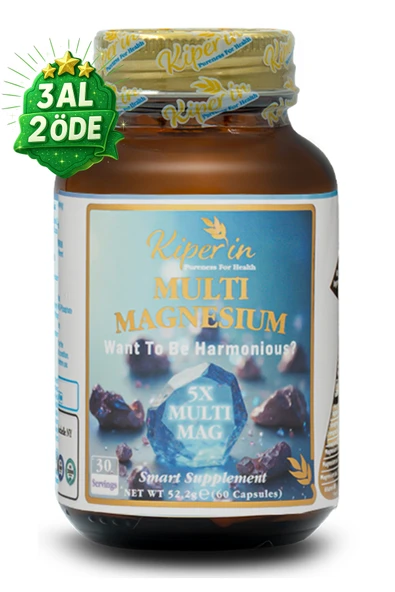 5x Çoklu Magnezyum (Taurat, Bisglisinat, Malat, Sitrat, L-Treonat) 60Kapsül | Akıllı Gıda Takviyesi ürün görseli 1