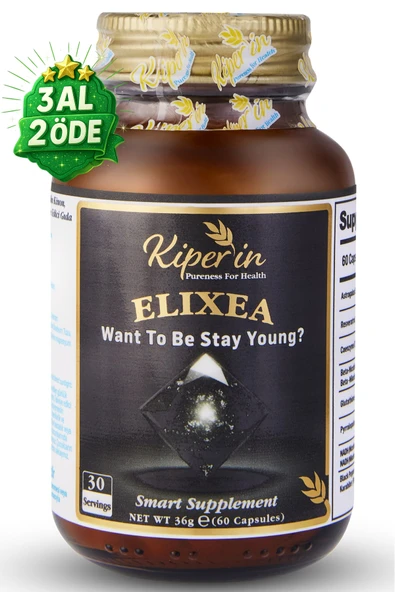 Kiperin Elixea Longevity | Anti-Aging ve Canlandırıcı Etki |Çin Geveni Ekstresi, NADH, Pirolokinolin Kinon, Resveratrol, Glutatyon, Koenzim Q10, NMN | 60 Kapsül ürün görseli 1