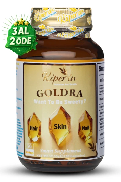 Kiperin Goldra | Cilt, Saç ve Tırnak | Biotin, Keratin, Üzüm Çekirdeği, Hyaluronik Asit | 30 Kapsül ürün görseli 1