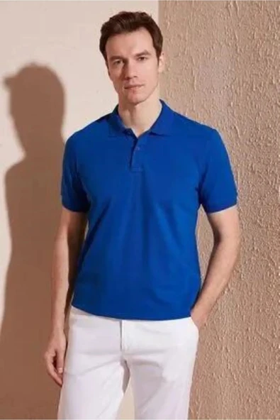 Arseno Kısa Kol Polo Yaka Günlük 2 Düğmeli Mavi T-Shirt - Mavi - BCP1.UMV-KIISV-MAV-YET ürün görseli 1