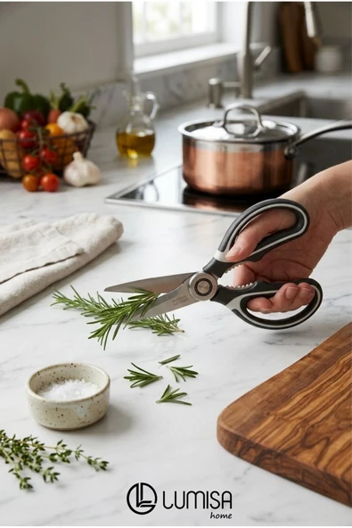 Lumisa Home LM-4208 Pro-Cut Paslanmaz Çelik Çok Amaçlı Mutfak Makası – Ergonomik Saplı ürün görseli 1