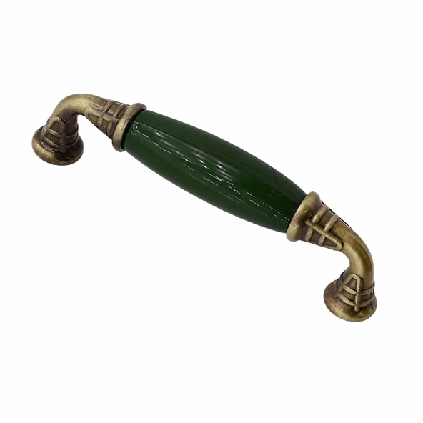 Verdion Yeşil Porselen Krom Kulp 96 mm 9.6 cm Mobilya Çekmece Dolabı Dolap Kapak Kulplar Kulb Kulpu ürün görseli 1