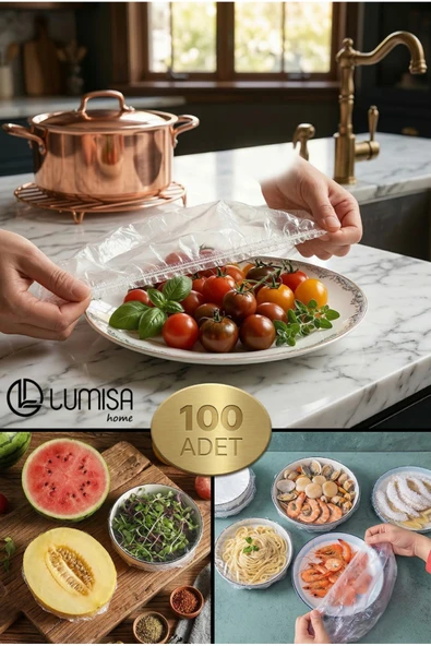 Lumisa Home LKS-4002 100 Adet Pratik Tazeliği Koruyan Tencere ve Tabak Bonesi | Çok Amaçlı Kapak Gıda Bonesi ürün görseli 1