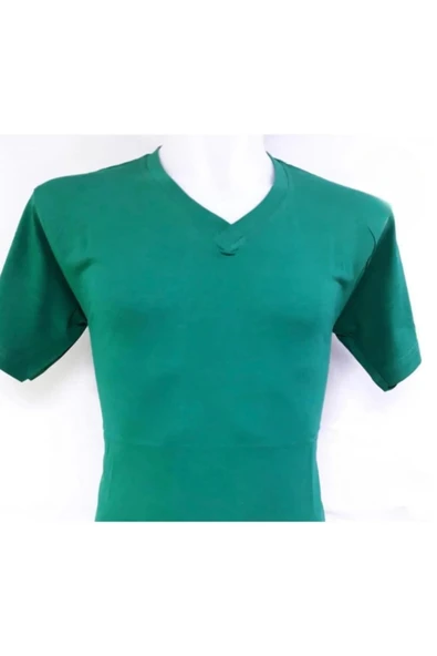 Astra Plus Kısa Kol V Yaka Düz Günlük Stil 100% Pamuk Giyim T-Shirt Yeşil - Yeşil - ASTPSUTESHZRTU-YES-YET ürün görseli 1