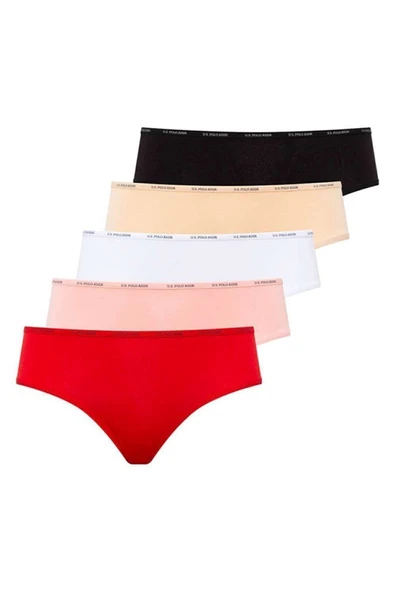 U.S. Polo Assn. Kadın Somon Çok Renkli Yüksek Bel 3'lü Slip Takım - Somon - ARSNO67K00Z2-OSM ürün görseli 1