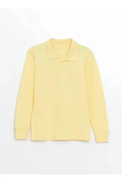 Arseno 100% Pamuk Polo Yaka Günlük Çift Düğmeli Ekru T-Shirt Uzun Kol - Ekru - ARSNOAKA-PFO-KUZ-YT-EK ürün görseli 1