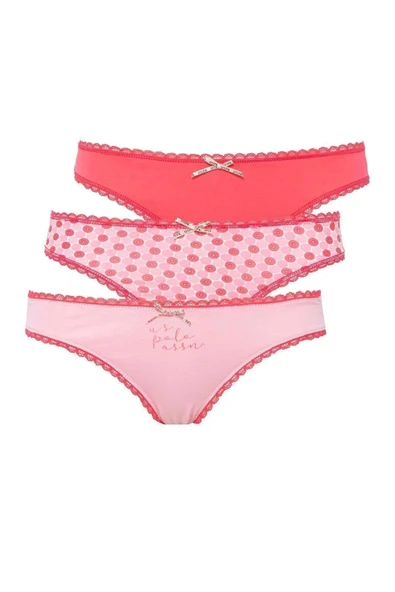 U.S. Polo Assn. Kadın Pembe Baskılı 3'lü Slip Takım - Pembe - ARSNO66N32F5-XP ürün görseli 1