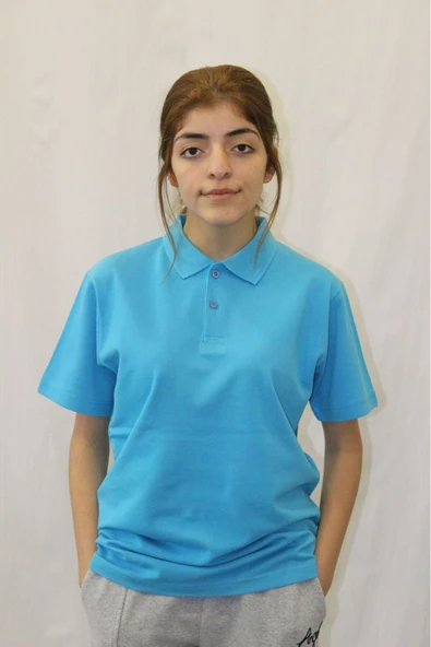 Sereia Çocuk %100 Pamuk Düz Renk Polo Yaka Kısa Kollu T-shirt Mavi - Mavi - SREIASCFHPZOLT-MAVI ürün görseli 1