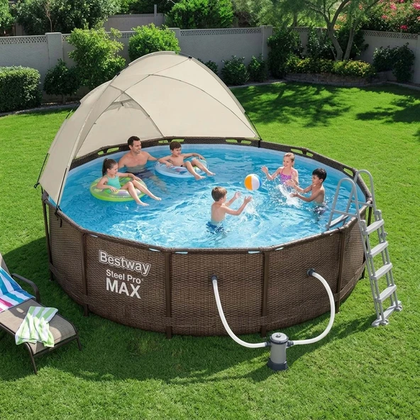 Bestway Steel Pro MAX Gölgelikli Prefabrik Çember Havuz Seti 366cm x 100cm 56709 BW605 ürün görseli 1