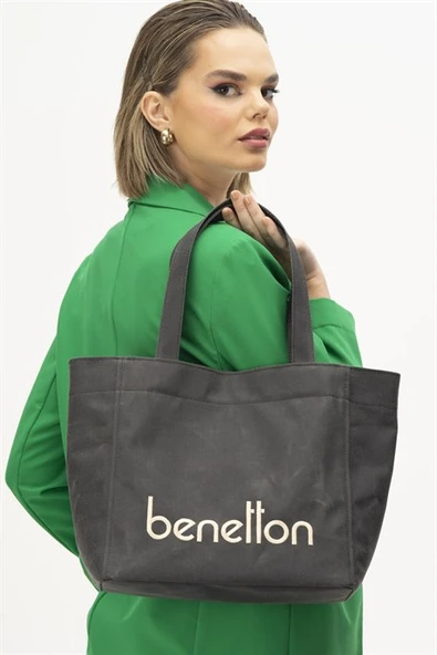 1163-2Y6 BENETTON ÇANTA-SİYAH ürün görseli 1