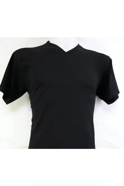 Bonnie Clyde Kısa Kol V Yaka Düz Günlük Stil 100% Pamuk Giyim T-Shirt Siyah - Siyah - BCP1.UTESHZRTU-SIY-YET ürün görseli 1
