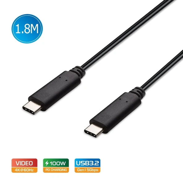 SİMPLECOM CA519 USB-C to USB-C USB 3.2 Gen1 5A 100W Kablo 1.8metre ürün görseli 1