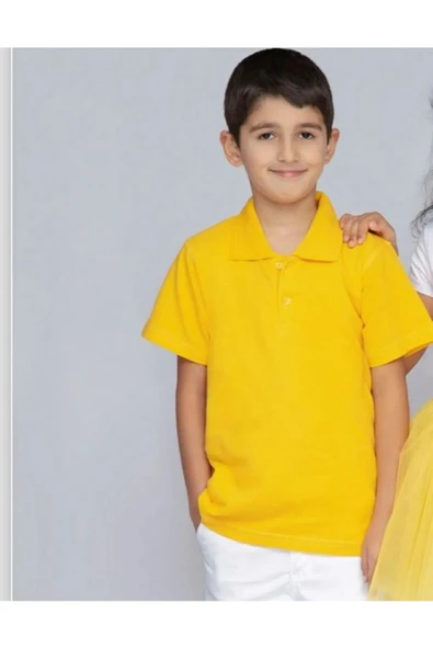Arseno Kısa Kol Polo Yaka Okul Ve Günlük 2 Düğmeli Koyu Sarı Çocuk T-Shirt - Sarı - ARSNOUMH-KTISF-KSAR-COC ürün görseli 1