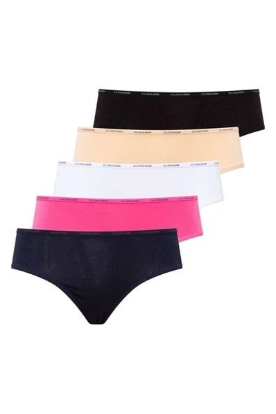 U.S. Polo Assn. Kadın Fuşya Çok Renkli Yüksek Bel 3'lü Slip Takım - Fuşya - ARSNO67P00J2-DF ürün görseli 1