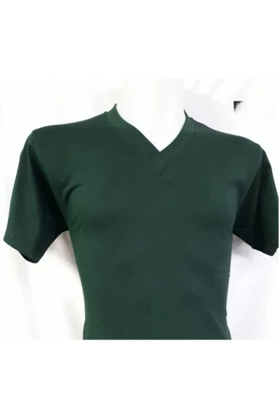 ModAras Kısa Kol V Yaka Düz Günlük Stil 100% Pamuk Giyim T-Shirt Haki - Koyu Yeşil - ARASSUTJSHJRTJ-HAK-YET ürün görseli 1