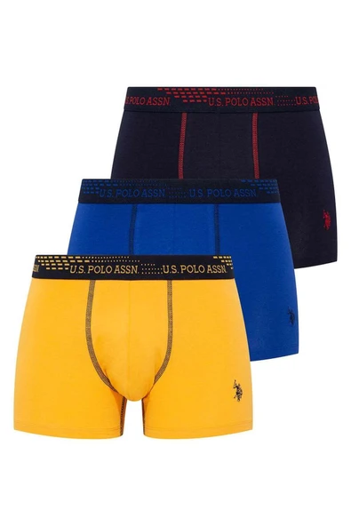 U.S. Polo Assn. Erkek Saks&Lacivert&Sarı Renk 3'Lü Boxer - Çoklu Renk - ARSNO80D17L8T ürün görseli 1