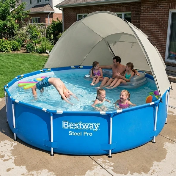 Bestway® Steel Pro Yer Üstü Gölgelikli Prefabrik Havuz Seti 366x76 cm 56706 BW603 ürün görseli 1