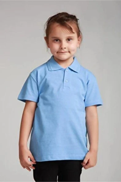 Arseno Kısa Kol Polo Yaka Okul Ve Günlük 2 Düğmeli Bebe Mavi Çocuk T-Shirt - Mavi - ARSNOUMU-KTISS-BEMA-COC ürün görseli 1