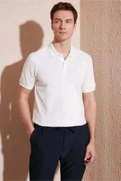 Astra Plus Kısa Kol Polo Yaka Günlük 2 Düğmeli Beyaz T-Shirt - Beyaz - ASTPSUMY-KOISE-BEYAZ-YET ürün görseli 1