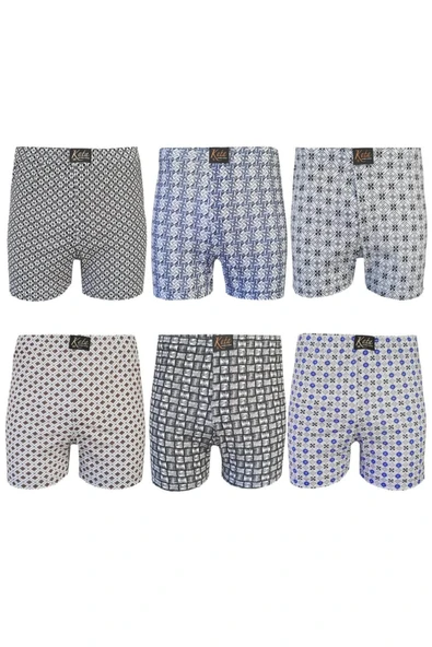 Arseno Erkek Empirme Renk ve Desen Baskı Çeşitli Boxer 6'lı Paket Büyük Beden - ARSNOKOHTAT10F04BTL-COK ürün görseli 1