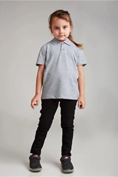 Arseno Kısa Kol Polo Yaka Okul Ve Günlük 2 Düğmeli Gri Çocuk T-Shirt - Gri - ARSNOUMG-KRISC-GRI-COC ürün görseli 1