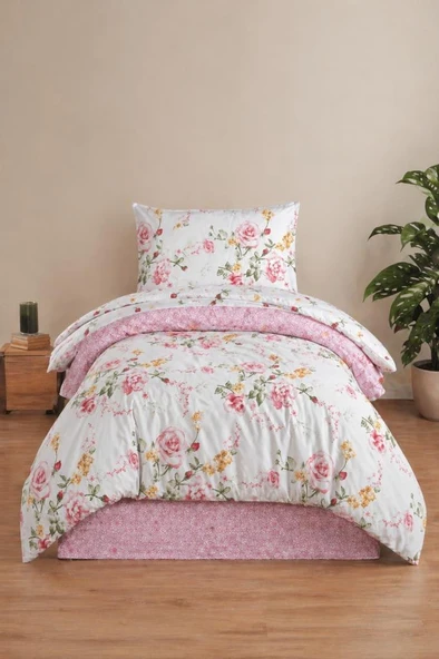 Rose Tek Kişilik Nevresim Takımı Pembe ürün görseli 1