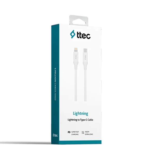 Ttec TypeC  Lightning Hızlı Şarj Kablosu 150Cm 2Dk40B Beyaz ürün görseli 1