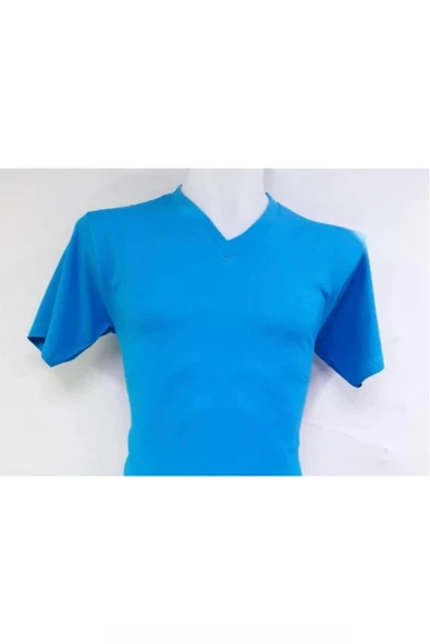 ModAras Kısa Kol V Yaka Düz Günlük Stil 100% Pamuk Giyim T-Shirt Turkuaz - Turkuaz - ARASSUTJSHJRTJ-TURK-YET ürün görseli 1