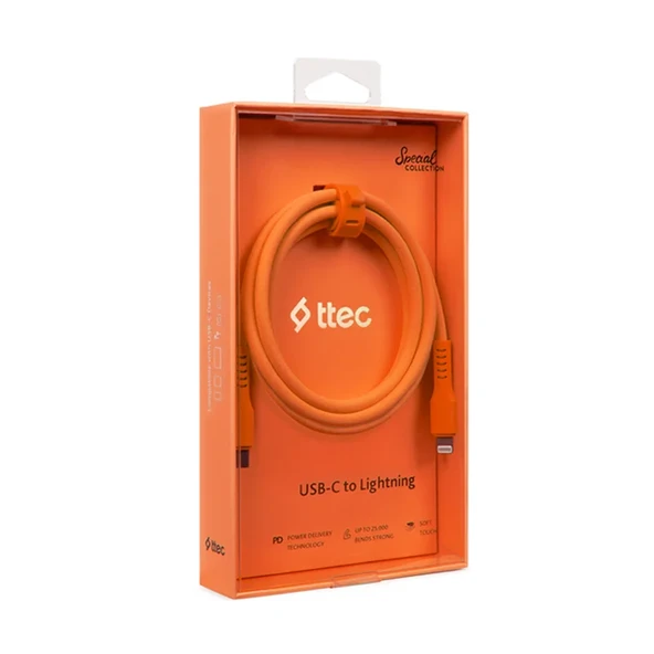 Ttec USB-C - Lightning Hızlı Şarj Kablosu 120cm Neon Turuncu ürün görseli 1