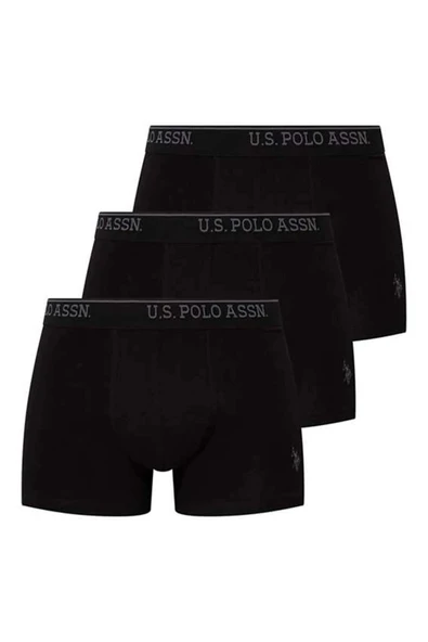 U.S. Polo Assn. Erkek 3' Lü Siyah Pamuklu Kutulu Boxer - Siyah - ARSNO80X09Z7B ürün görseli 1