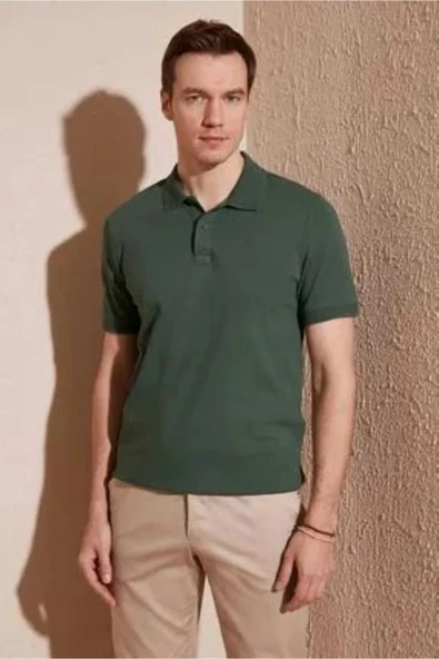 Mona Group Kısa Kol Polo Yaka Günlük 2 Düğmeli Açık Haki Yeşili T-Shirt - Yeşil - NRHYTUMR-KNISJ-HAKI-YET ürün görseli 1