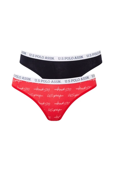 U.S. Polo Assn. Kadın 2'li Siyah&Kırmızı Pamuklu Rahat Slip Seti - Çoklu Renk - ARSNO66W45X5-YCOK ürün görseli 1