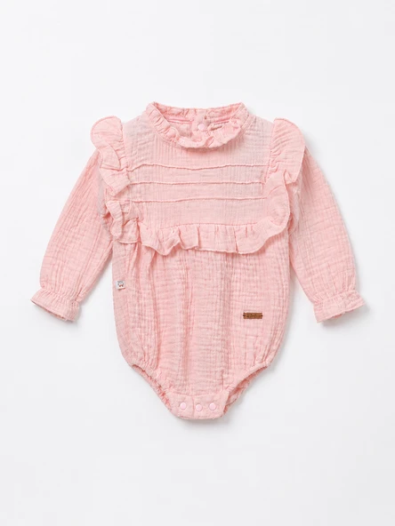 Kız Bebek Çıtçıtlı Badi Müslin Fırfırlı Bayramlık 22412 ürün görseli 1