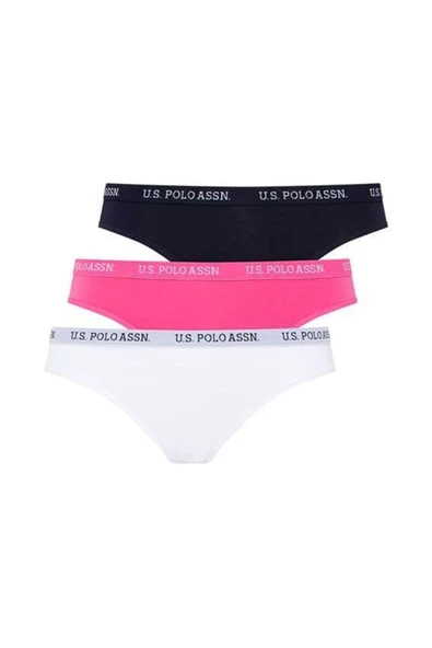 U.S. Polo Assn. Kadın 3'Lü Slip Lacivert-Fuşya-Beyaz Set - Çoklu Renk - ARSNO66M11D9-UR ürün görseli 1