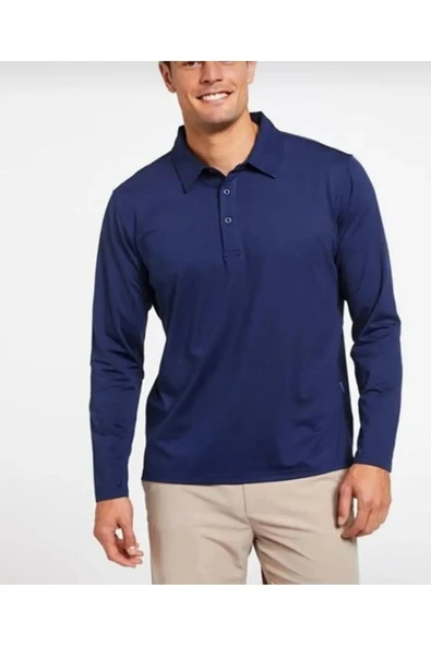 Arseno Uzun Kol Polo Yaka Günlük 2 Düğmeli Yetişkin Lacivert T-Shirt - Lacivert - ARSNOUMD-ULZ-TLAC-YET ürün görseli 1