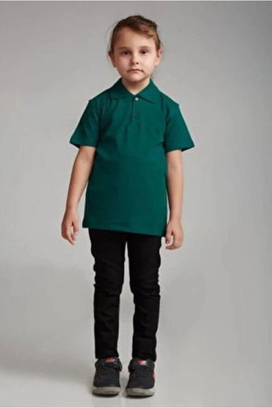 Arseno Kısa Kol Polo Yaka Okul Ve Günlük 2 Düğmeli Nefti Yeşili Çocuk T-Shirt - ARSNOUMD-KLIST-NEFT-COC ürün görseli 1