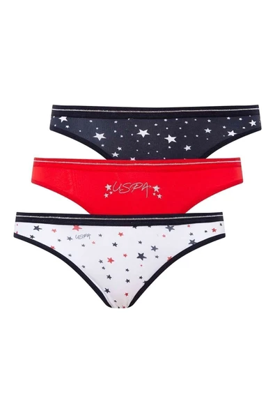U.S. Polo Assn. Kadın 3'lü Yıldız Desenli Slip Takım - Çoklu Renk - ARSNO66S31P7-MR ürün görseli 1