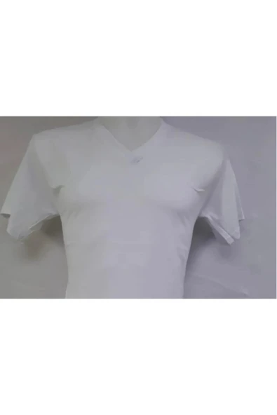 Mona Group Kısa Kol V Yaka Düz Günlük Stil 100% Pamuk Giyim T-Shirt Beyaz - Beyaz - NRHYTUTXSHZRTB-BEY-YET ürün görseli 1