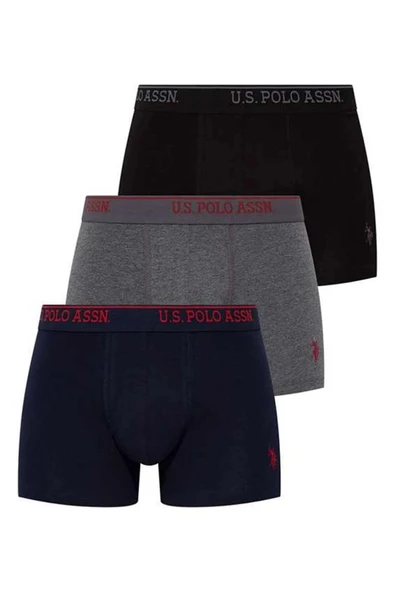 U.S. Polo Assn. Erkek 3'lü Set Çok Renkli Pamuklu Boxer - Antrasit - ARSNO80H09T7-FANT ürün görseli 1