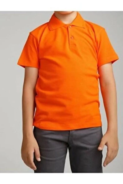 Arseno Kısa Kol Polo Yaka Okul Ve Günlük 2 Düğmeli Turuncu Çocuk T-Shirt - Turuncu - ARSNOUMU-KTISS-TUR-COC ürün görseli 1