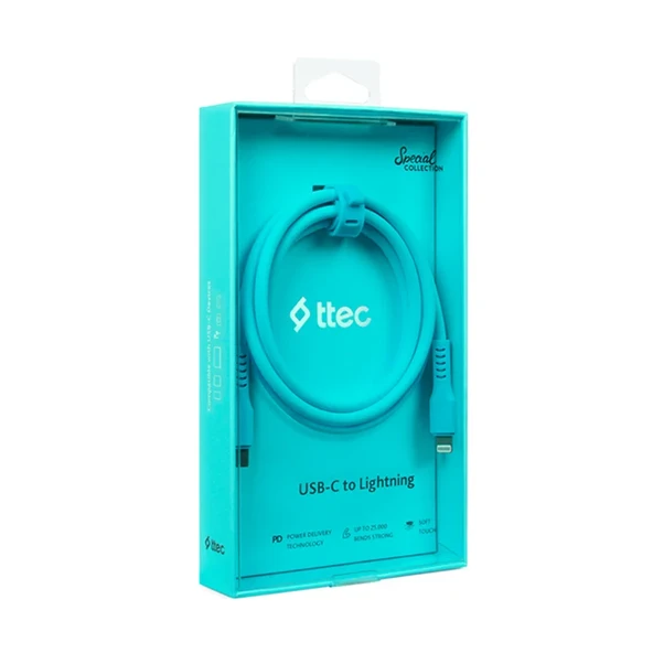 Ttec USB-C - Lightning Hızlı Şarj Kablosu 120cm Neon Mavi ürün görseli 1